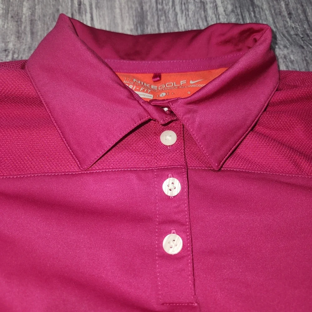 Nike Golf‎ Dri-FIT Polo Shirt Girls Large Pink Orange Athletic Top